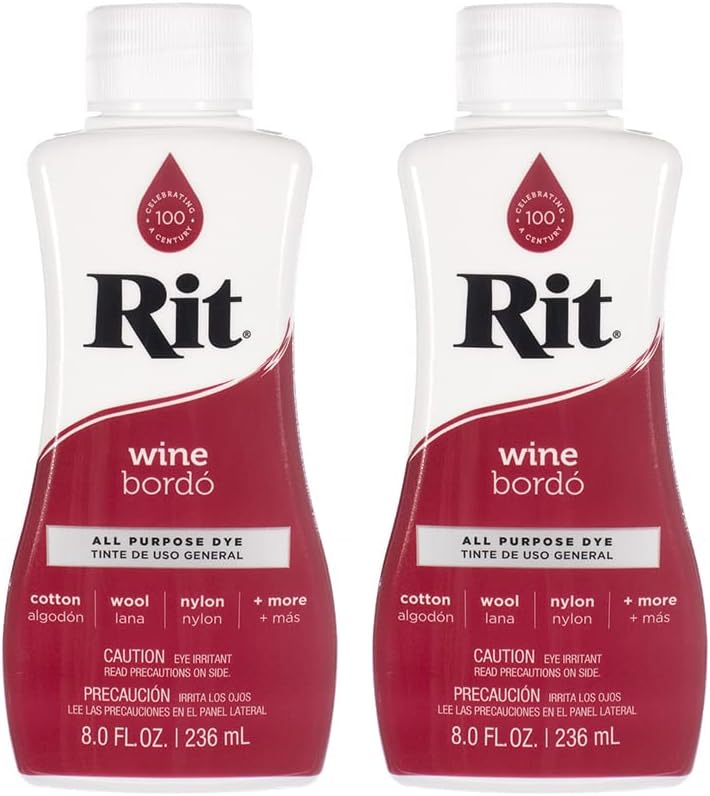 Rit Dye Multi-Purpose Liquid 8 OZ. | Great for Clothing, Accessories, Décor, and Much More | 2-Pack, Wine